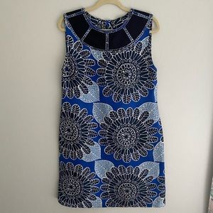 TORY BURCH 100% Silk Blue Floral Dress